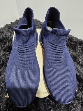 Navy Knit Slip-On Sneakers